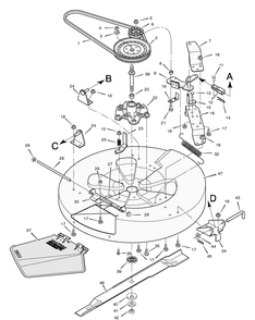Mower Housing Diagram and Parts List for 30560X70D 1996 Briggs and Stratton Lawn Tractor